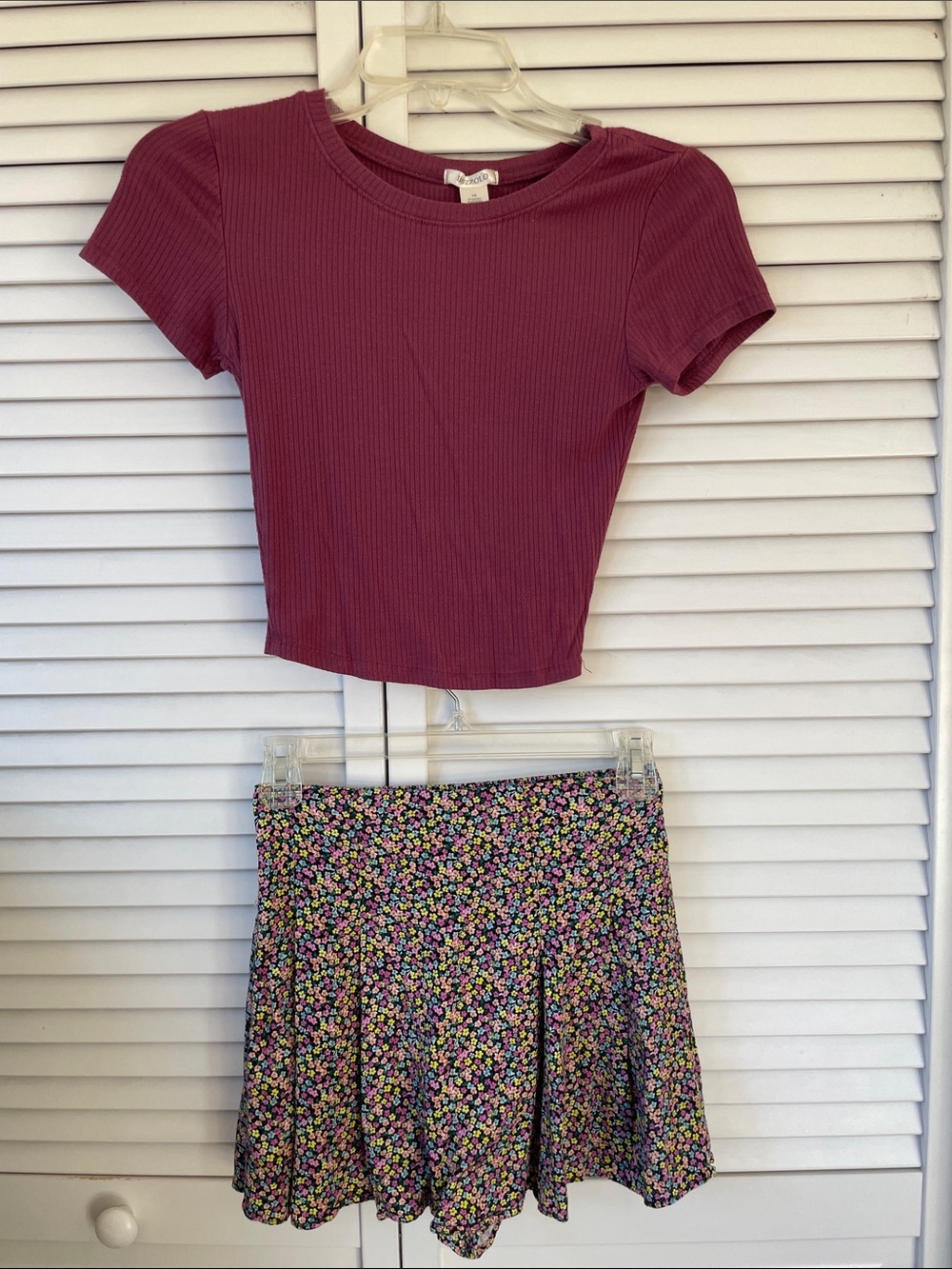 Floral Black Mini Skirt - Pink Floral Print